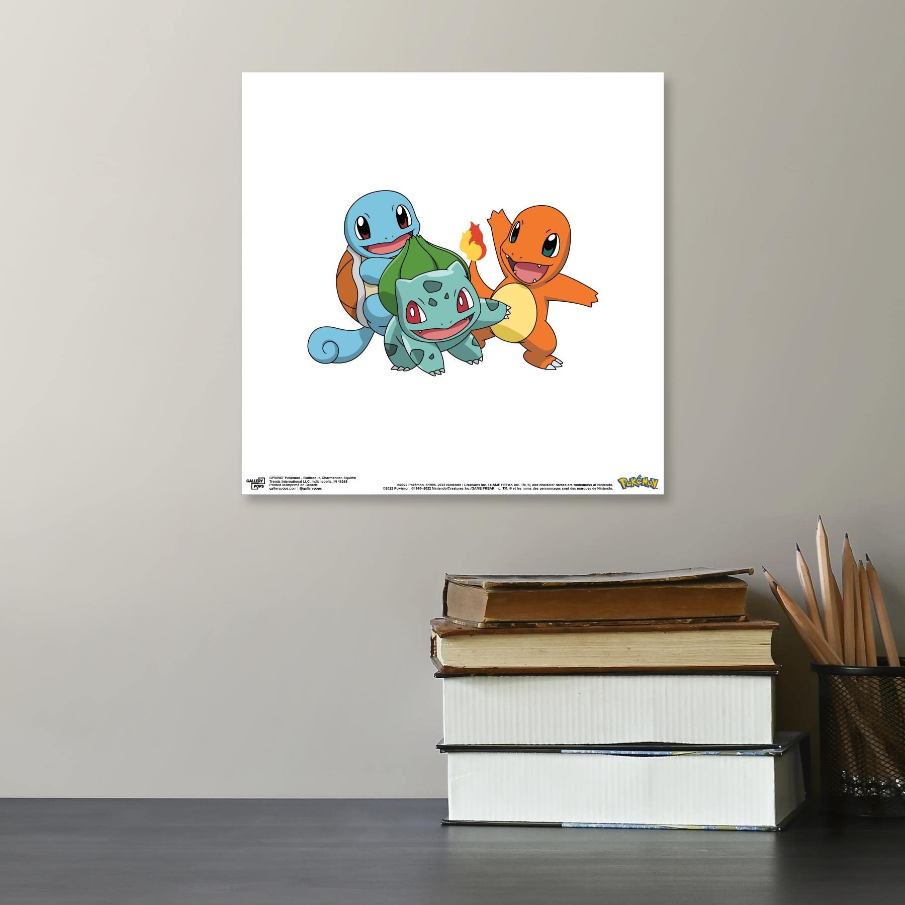 Trends International Gallery Pops Pokemon - Bulbasaur, Charmander, Squirtle Wall Art, Unframed Version, 12'' X 12''
