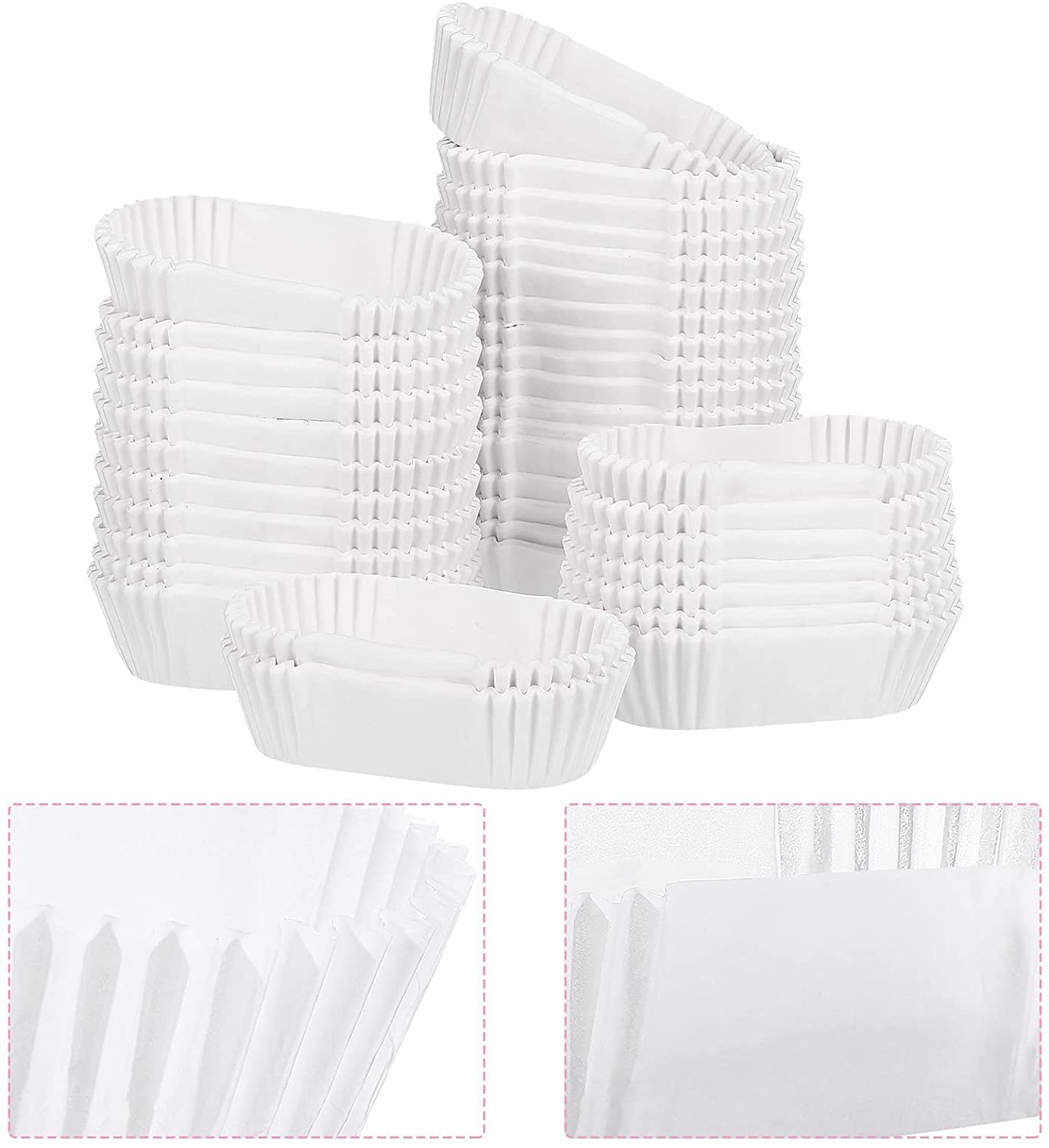 Sentop 1000Pcs Oval Paper Baking Cups, Safe Grease Proof Paper Tray High Temperature Cake Cup, Boat Shaped Cupcake Muffin Baking