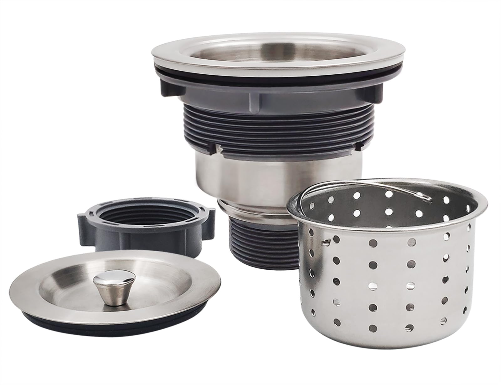 3-1/2-Inch Kitchen Sink Drain Strainer Assembly Kit  GZILA Deep Waste Basket Strainer with Sealing Lid Sink Stopper  304 Stainless Steel Brushed Nickel