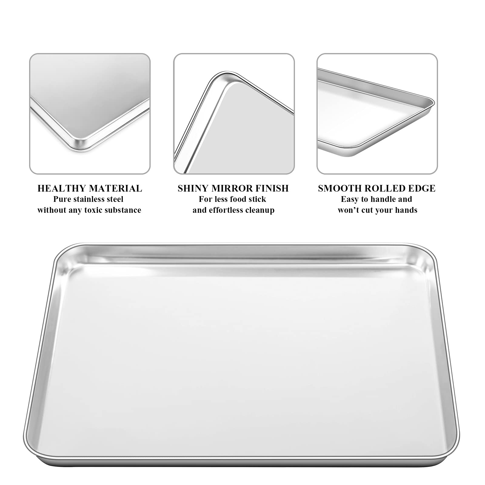 Baking Sheet With Cooling Rack Set [2 Sheets + 2 Racks], Deedro Stainless Steel Cookie Half Sheets Baking Pan Oven Tray With Rac