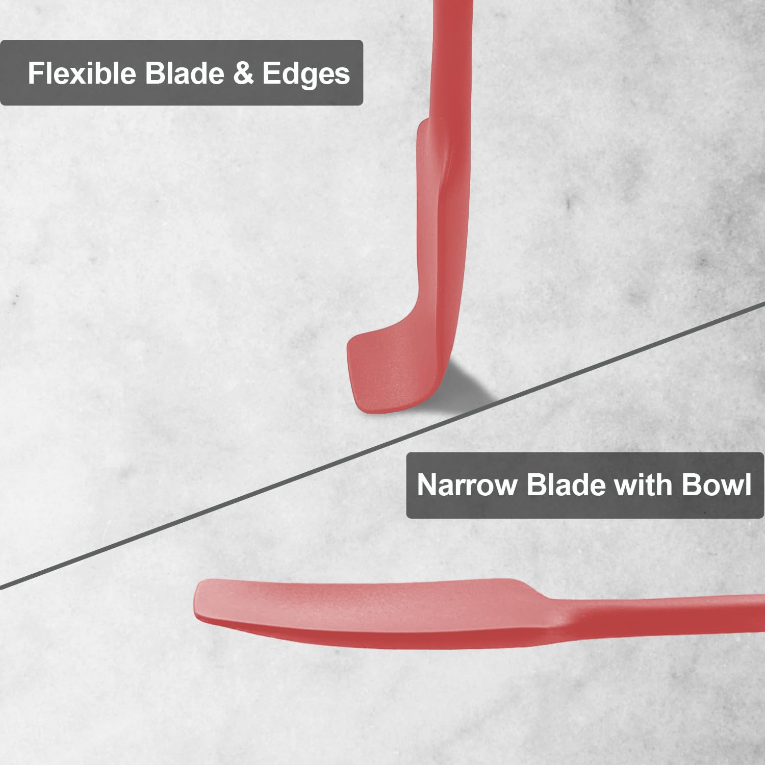 2-Pack Vovoly Silicone Jar Spatula, Long Handle Jar Spatulas, High Heat Resistant Small Rubber Spatula, Seamless Design, Stainle