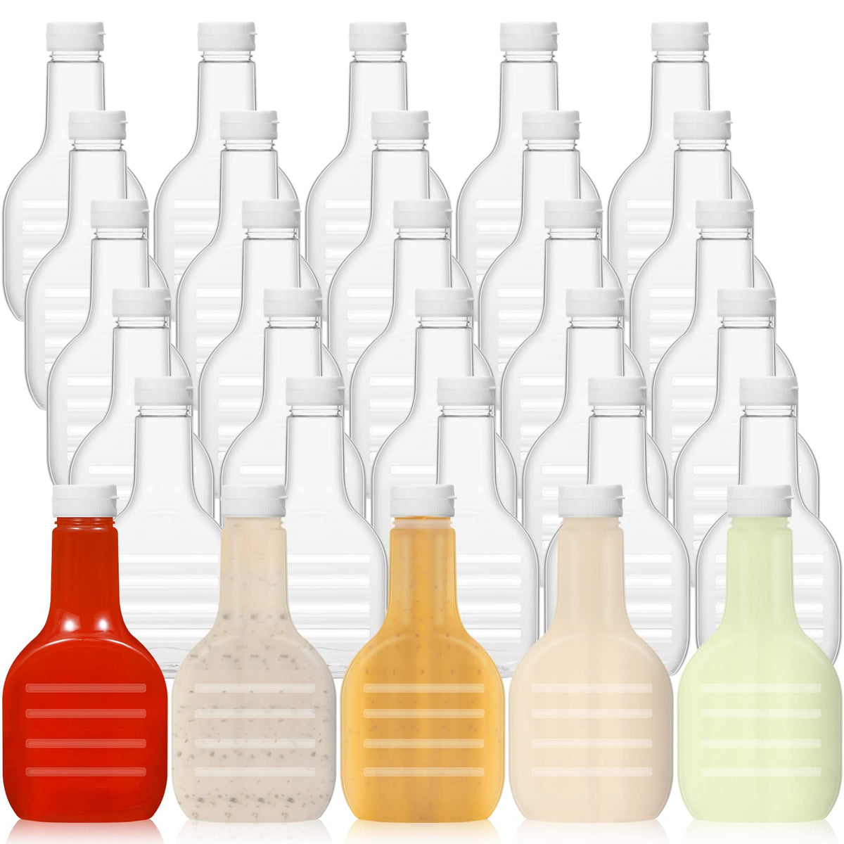 Roshtia 30 Pack 16Oz Salad Dressing Bottles Bulk Clear Plastic Sauce Bottle Condiment Squeeze Bottle Ketchup Squeeze Squirt Bott
