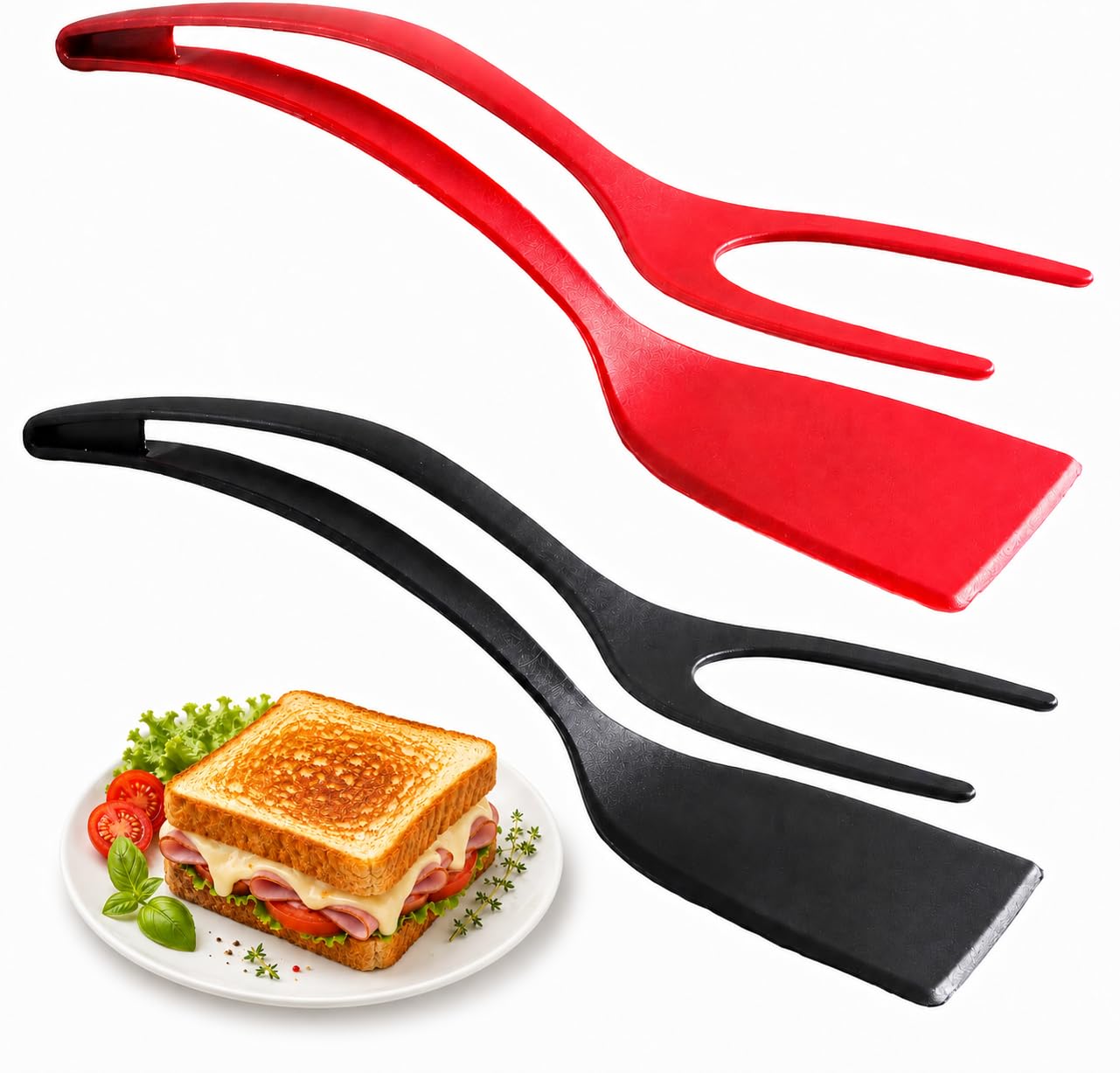 Puji 2 In 1 Silicone Spatula Tongs  Non Stick Heat Resistant Kitchen Turner For Eggs, Pancakes, Fish & Bbq, Grip And Flip Cooki