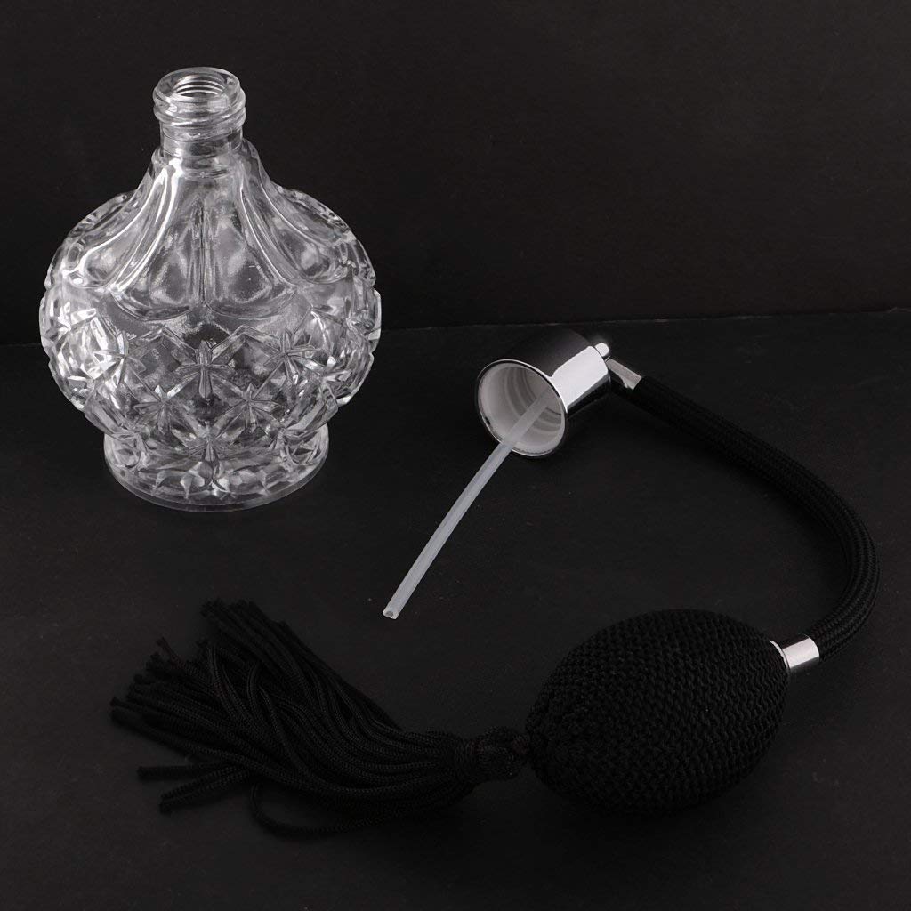 Topxome 1Pcs 80Ml Fashion Lady Vintage Perfume Bottle Long Spray Atomizer Refillable Glass (Black)