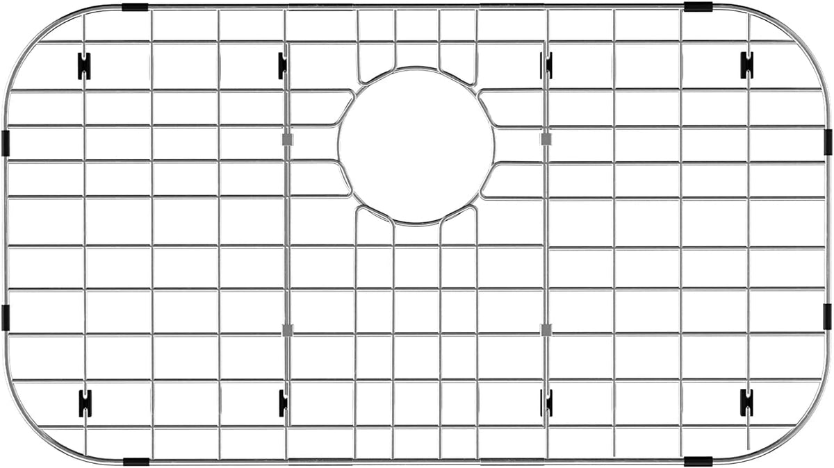 Sanno Sink Grid Sink Protector Grid 26'' L X 14'' W Kitchen Sink Protector Bottom Grid With Corner Radius Rear Drain Hole, 304 S