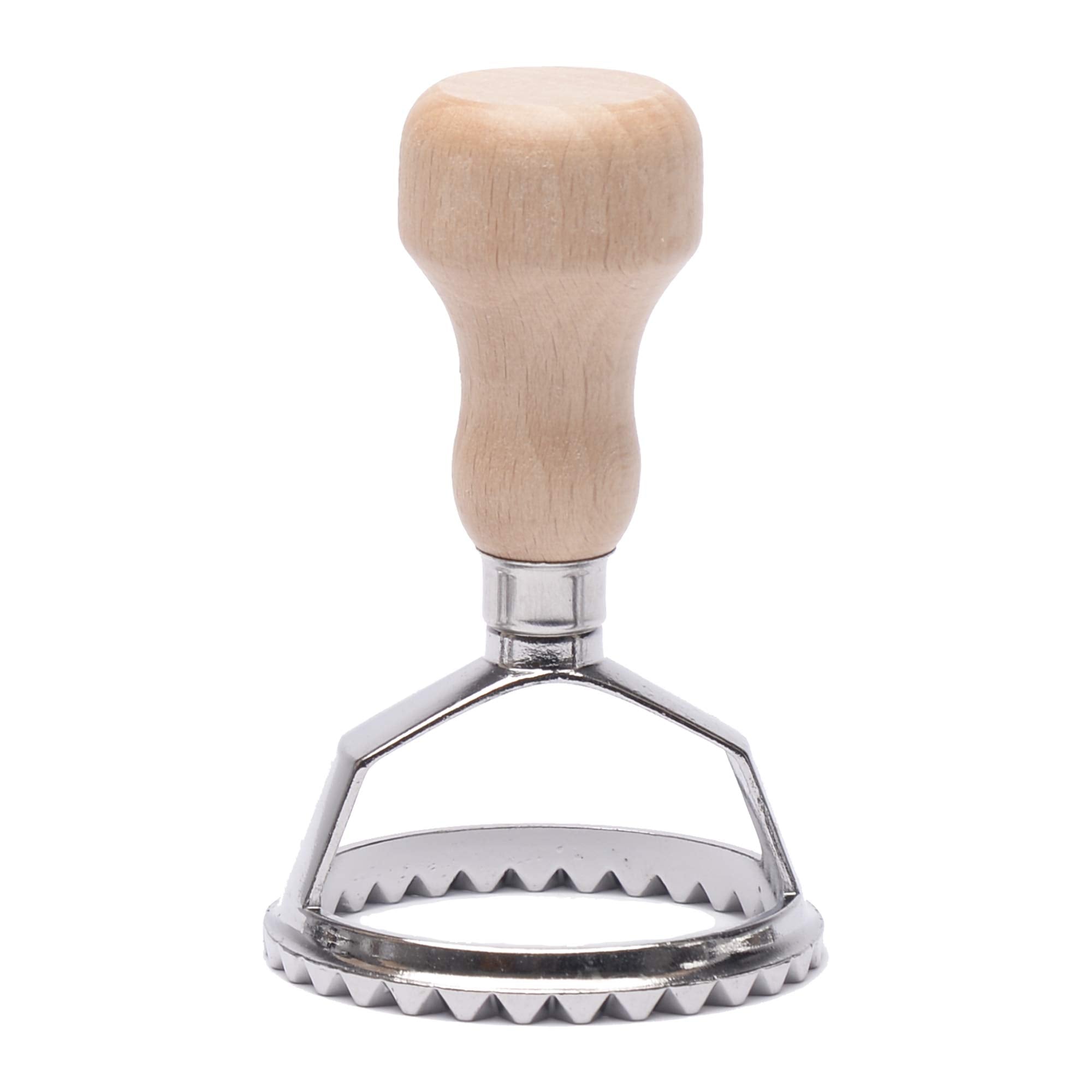 Master Feng Ravioli Stamp Maker Cutter With Roller Wheel Set, Mold With Wooden Handle And Fluted Edge, Pasta Press Kitchen Attac