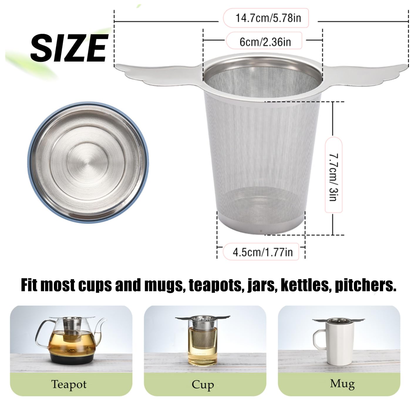 2Pcs Extra Fine Mesh Tea Infuser Strainer Basket With Lid/Drip Tray For Loose Leaf Tea Rooibos, 18/8 Stainless Steel Tea Steeper