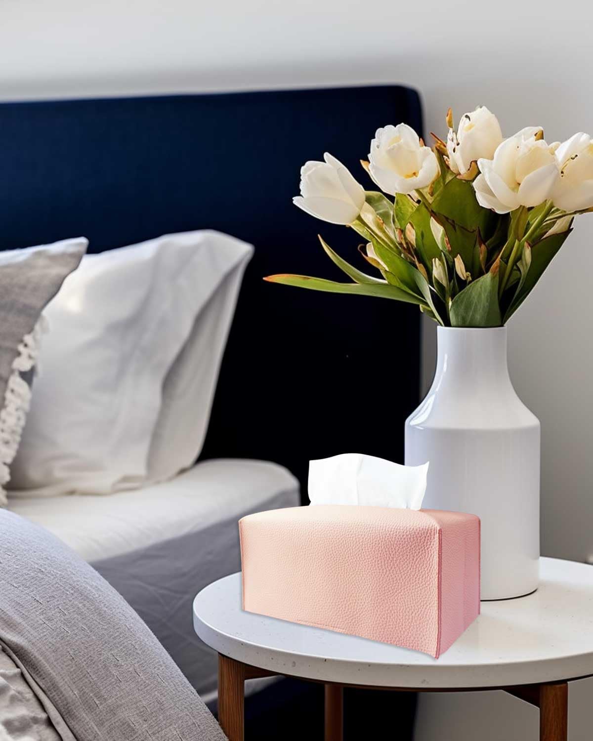 Pink Tissue Box Cover Rectangular - Plus Size Large Tissue Box Cover Rectangle [Jesmini] Faux Leather Tissue Box Holder Long For