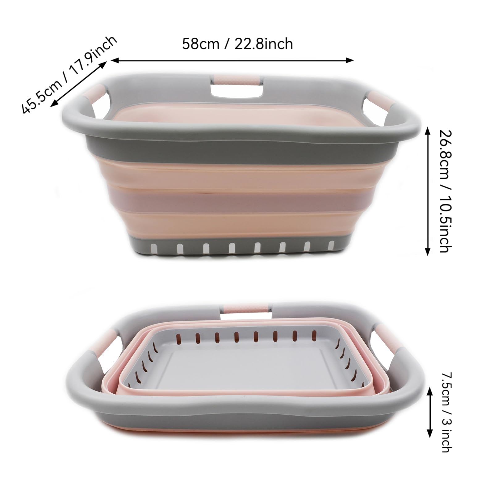 Sammart 41L Collapsible Plastic Laundry Basket - Foldable Pop Up Storage Container/Organizer - Portable Washing Tub - Space Savi