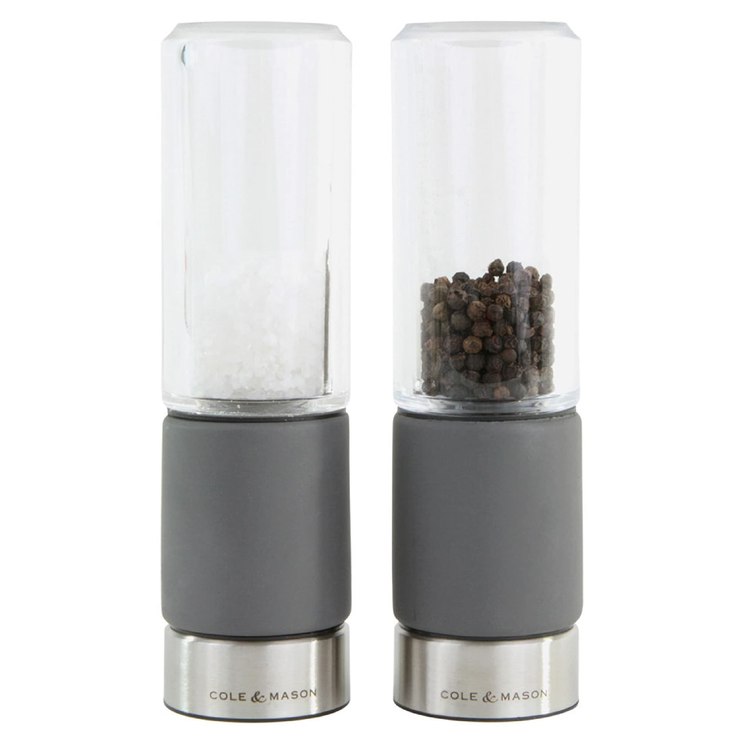 Cole & Mason Regent Concrete Stemless Salt & Pepper Mill Gift Set - Refillable Salt & Pepper Grinder Set With Carbon Steel Preci