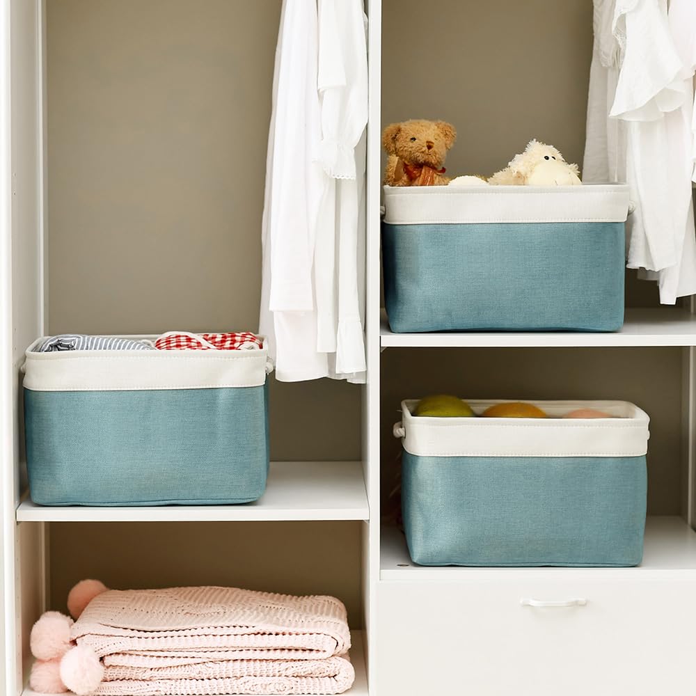 Thewarmhome Organization And Storage Basket For Organizing - 3 Pack 16X12X12 Inch Cube Storage Bin For Shelves, Fabric Storage C