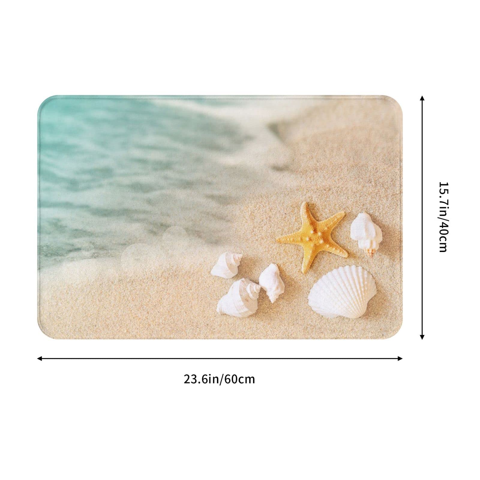 Coastal Beach Starfish Bath Mats For Bathroom, Soft Absorbent Bath Rug Non-Slip Floor Rug Carpets For Kitchen Bathroom Laundry B