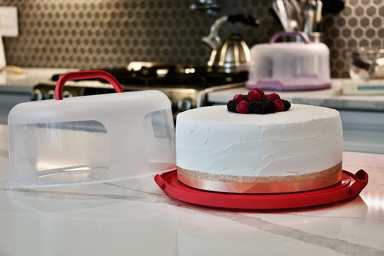 Top Shelf Elements Round Cake Carrier For Up To 10 Inch Cake Portable Cake Stands Two Sided Cake Box With Handle Fashionable Bas