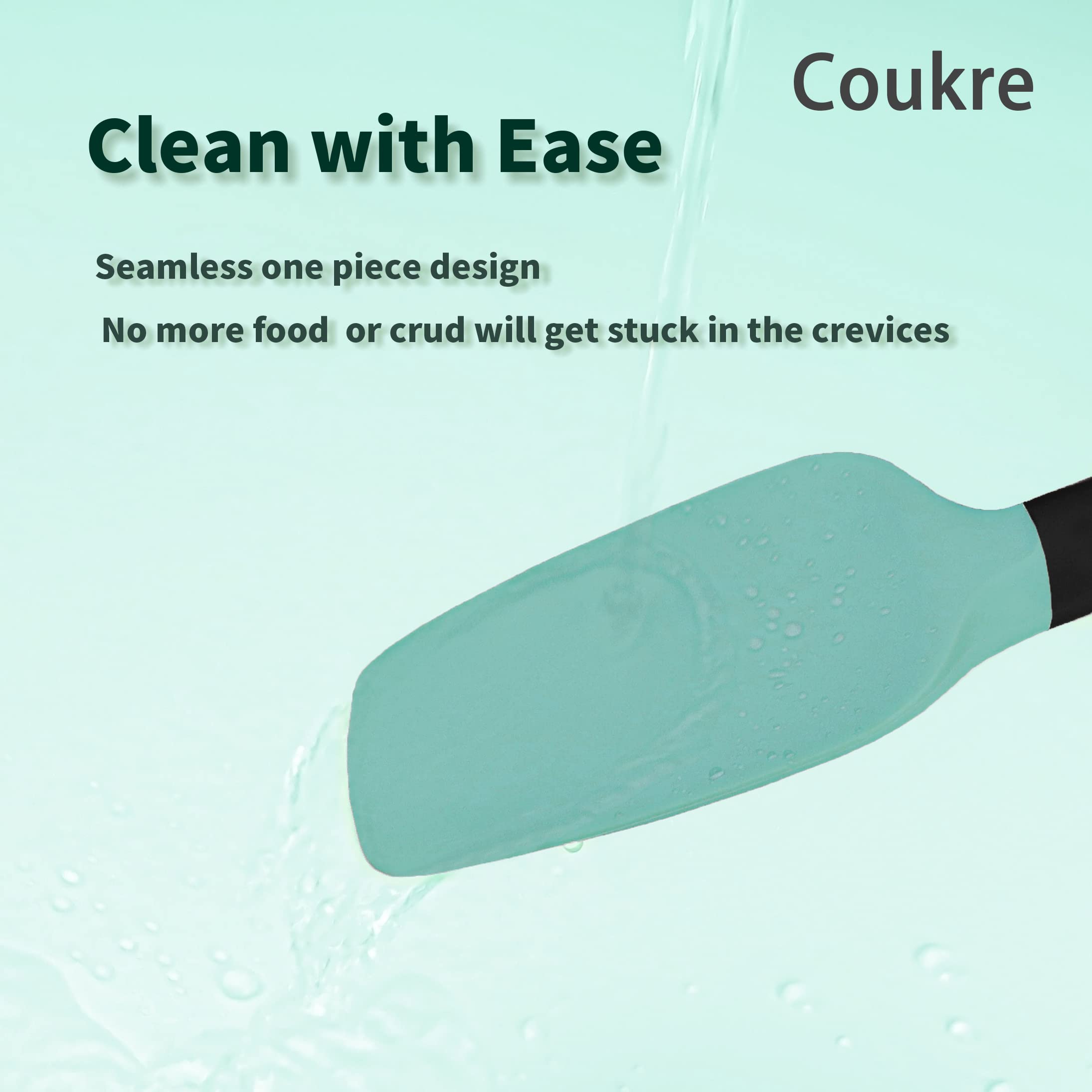 Silicone Spatula Set Of 5,High Temperature Resistant, Food Grade Silicone, Dishwasher Safe, For Baking, Cooking (Aqua Green)