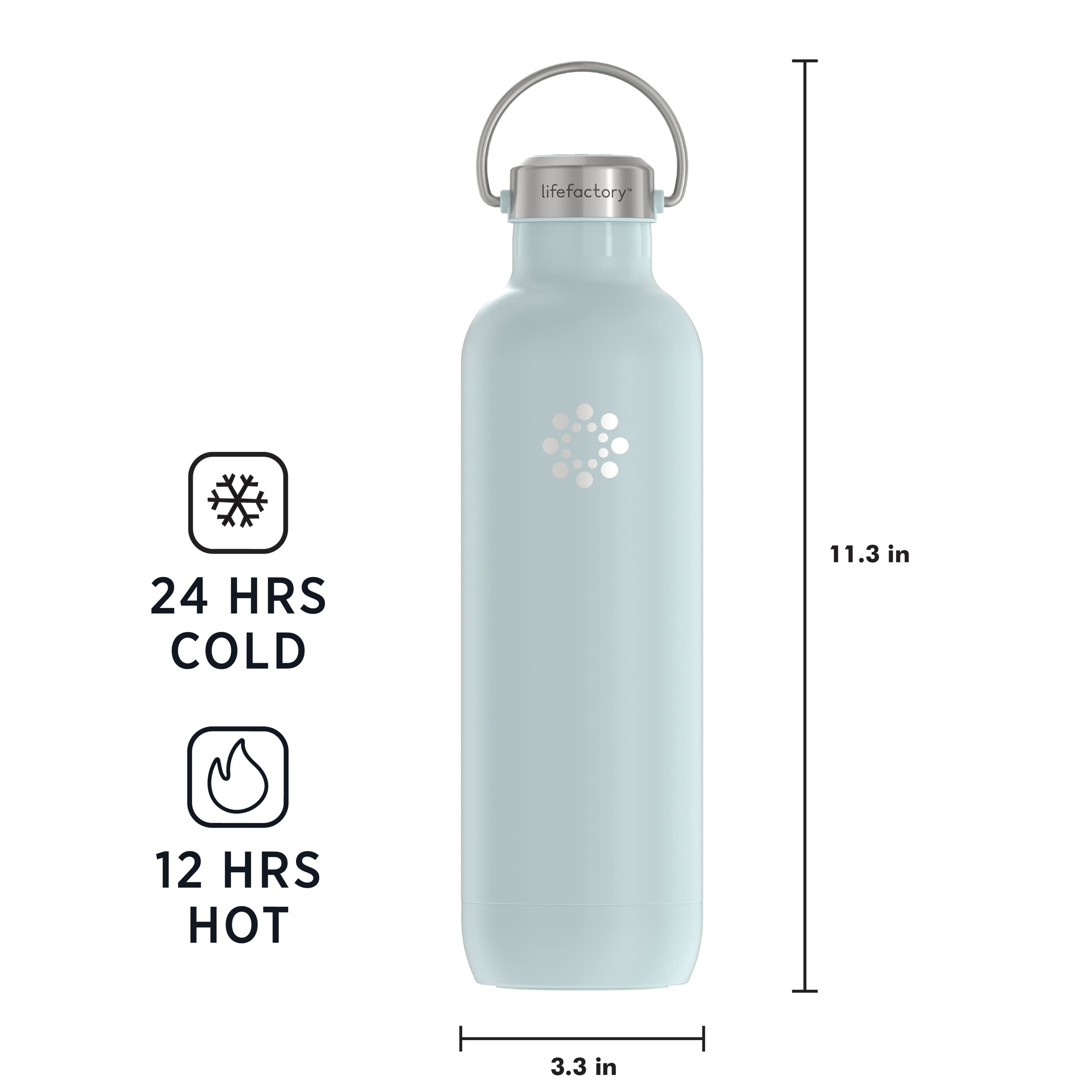 LIfeFactory Stainless Steel Vacuum-Insulated Sport Bottle  32 Ounce  Mint