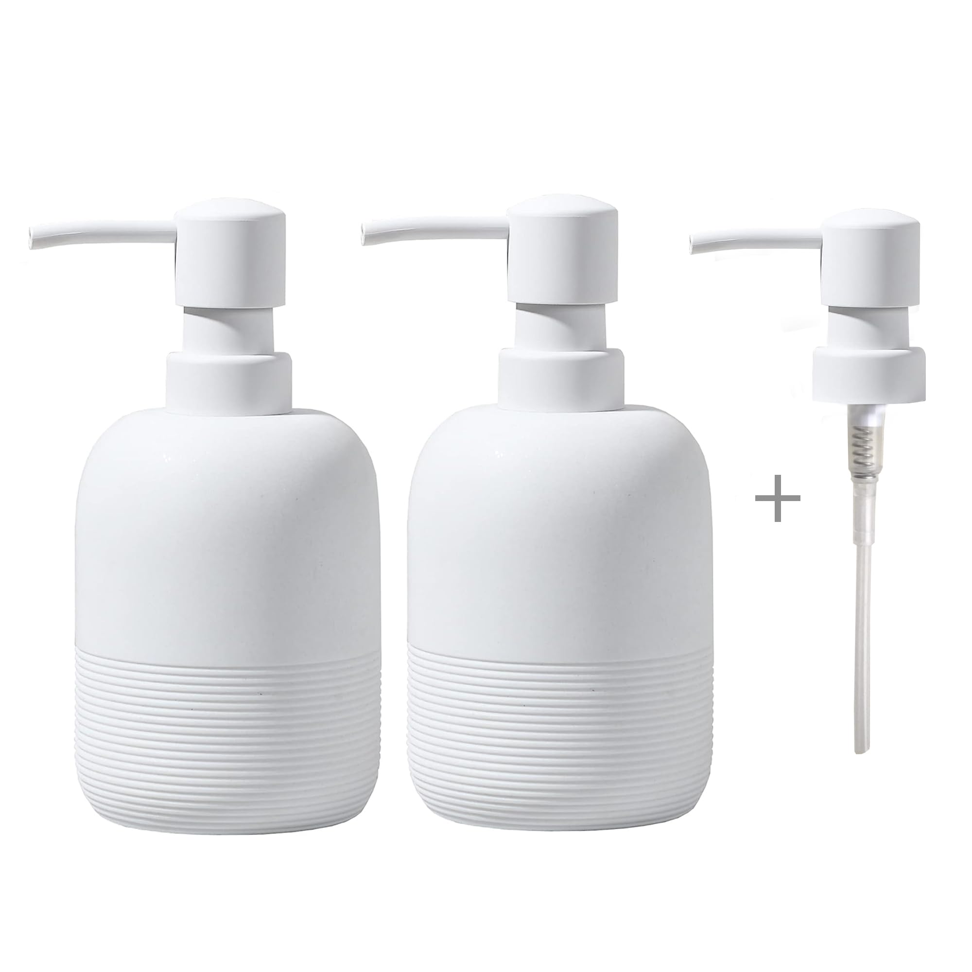 Galdal White Soap Lotion Dispenser With A Spare Pump,Liquid Hand Soap Dispenser Sets For Bathroom Countertop,2Pcs/Set Soap Dispe