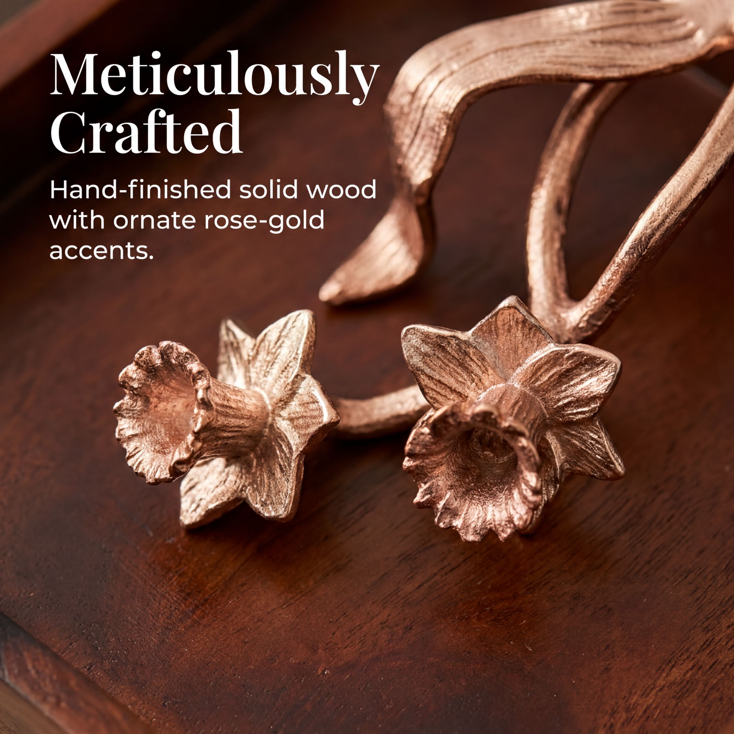 Wooden Napkin Holder – Solid Wood Kitchen Decor with Rose Gold Napkin Holder Finish
