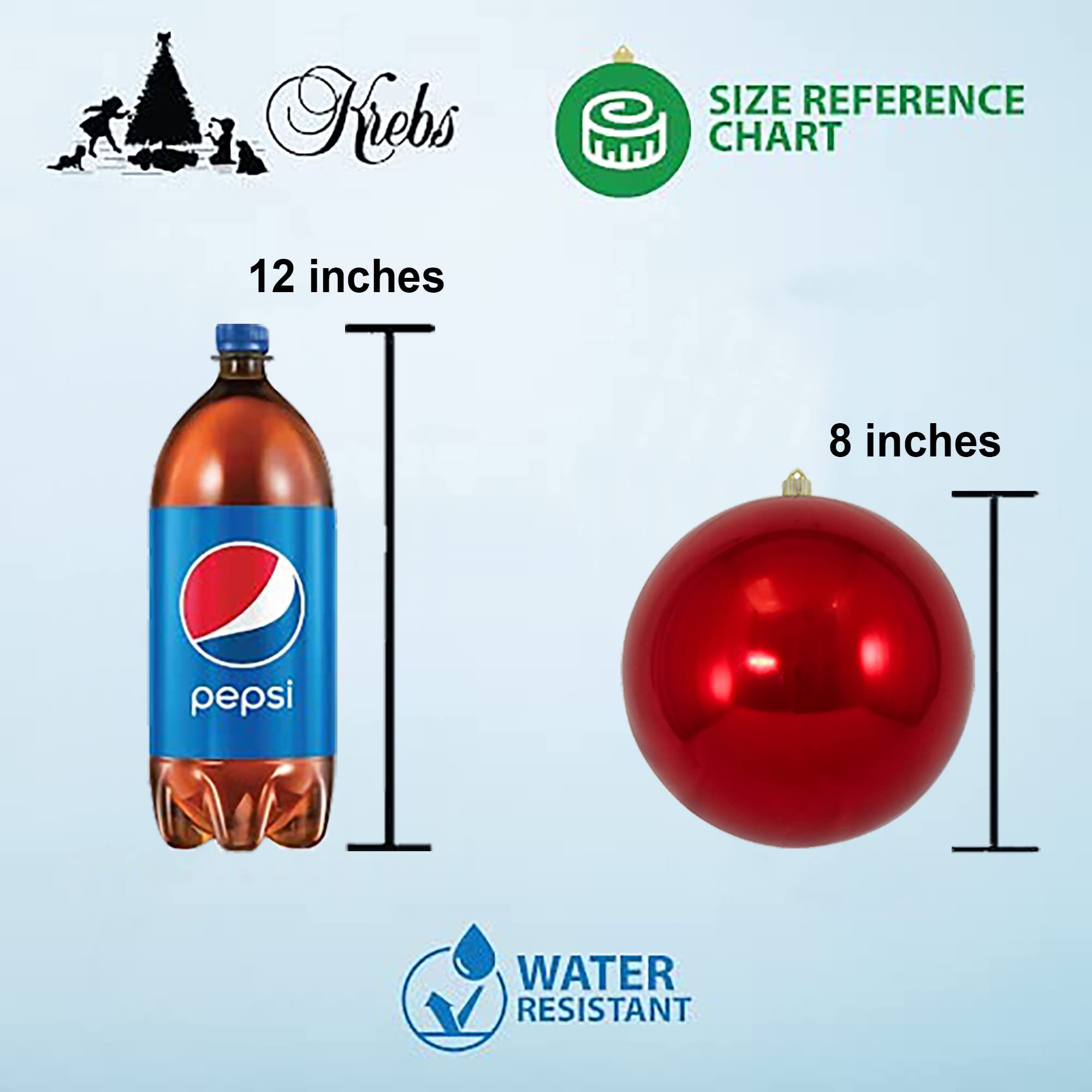 Christmas By Krebs 8 (200mm) Red Glitter [1 Piece] Extra Large Solid Oversized Huge Big Outdoor Plastic, Water Resistant Ball Or