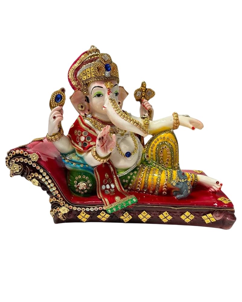 R.D. Brothers Ganesh Idol For Home Ganpati Murti Statue Big Size Divine Ganpati Showpiece With Golden Accents For Home, Office, 