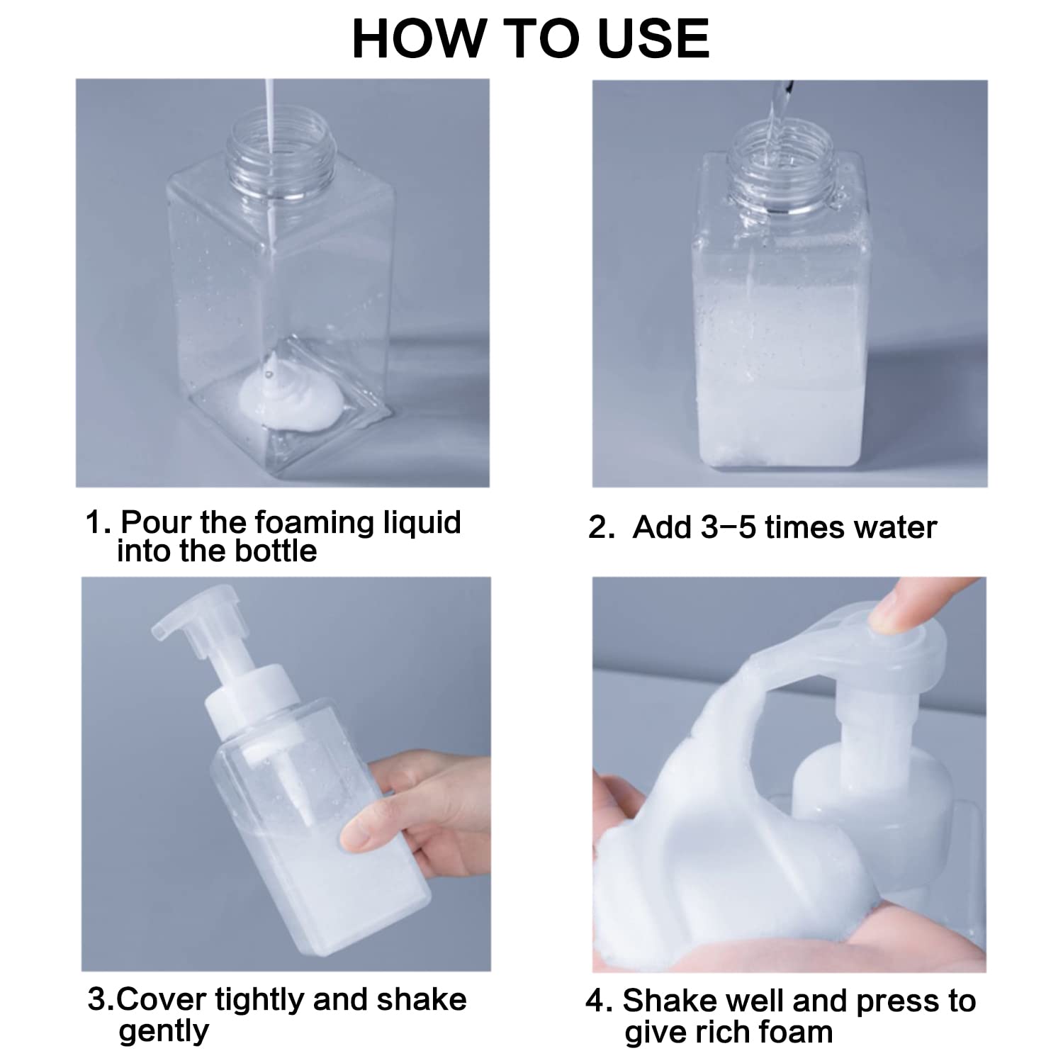 Foaming Soap Dispenser, Hand Soap Dispenser, Refillable Foam Liquid Hand Soap Empty Plastic Pump Bottle Container For Bathroom V