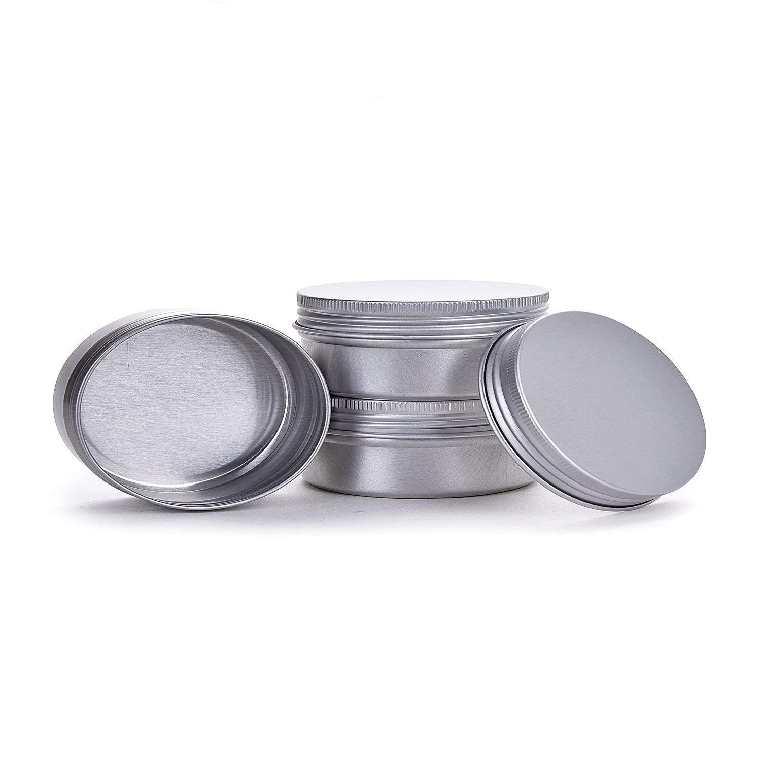 Hulless Silver 1 Ounce Aluminum Tin Jar Refillable Containers 30ml Aluminum Screw Lid Round Tin Container Bottle for Cosmetic Lip Balm  Cream  30 Pcs