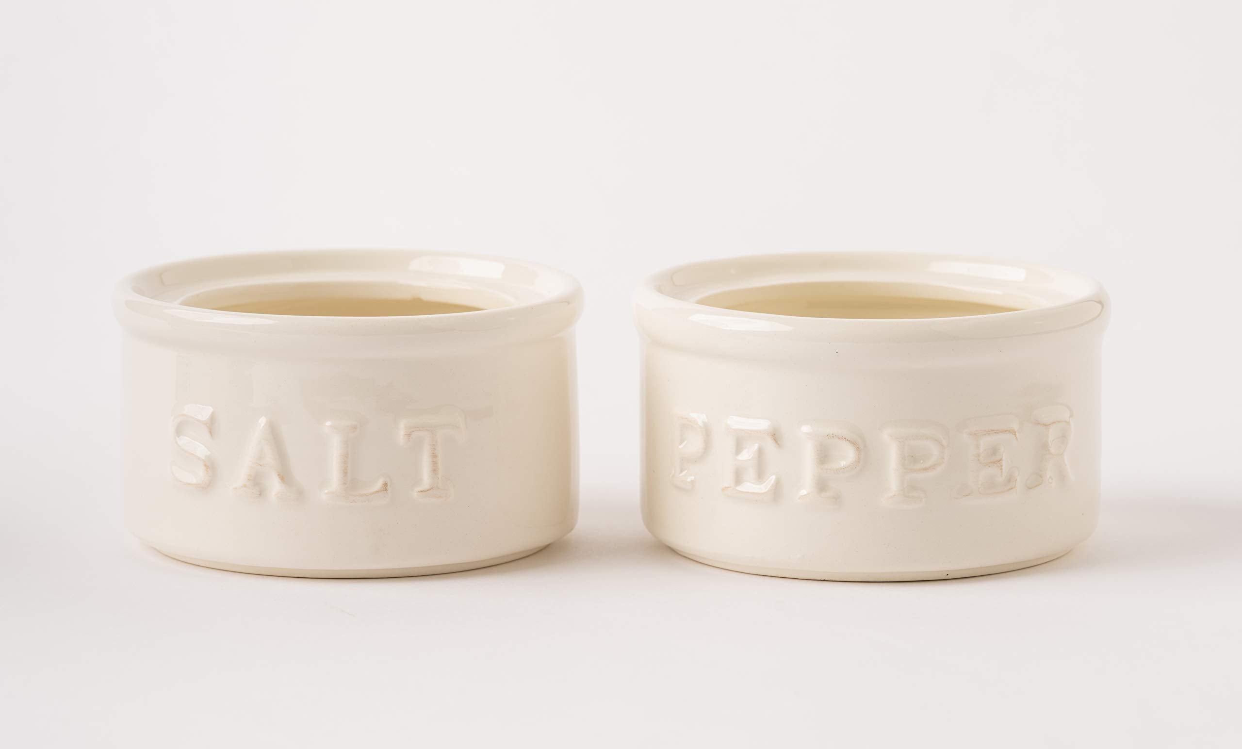 Mud Pie Salt & Pepper Cellar, Off-White, 6'' X 3.5'' Dia