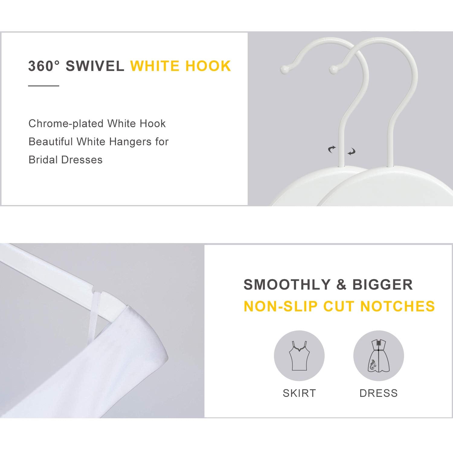 Topia Hanger Wooden Hangers 18 Pack, Premium Bride Hanger For Wedding Dress, White Wood Suit Coat Hanger With 360Swivel White Ho