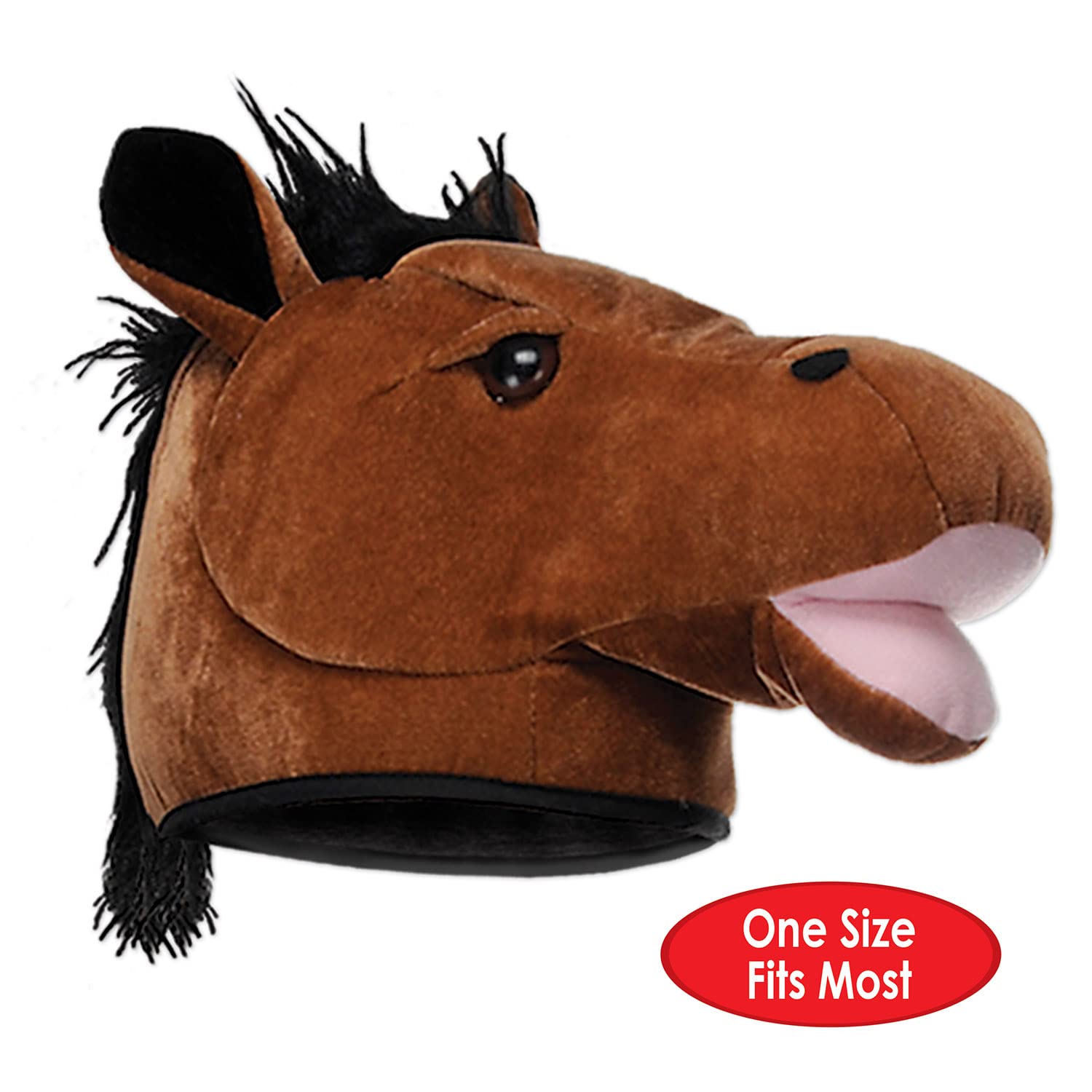 Beistle Unisex Plush Horse Head Hat - Western Costume Accessory, Farm Themed Party Supplies, Crazy Animal Headwear, Dress-Up Acc