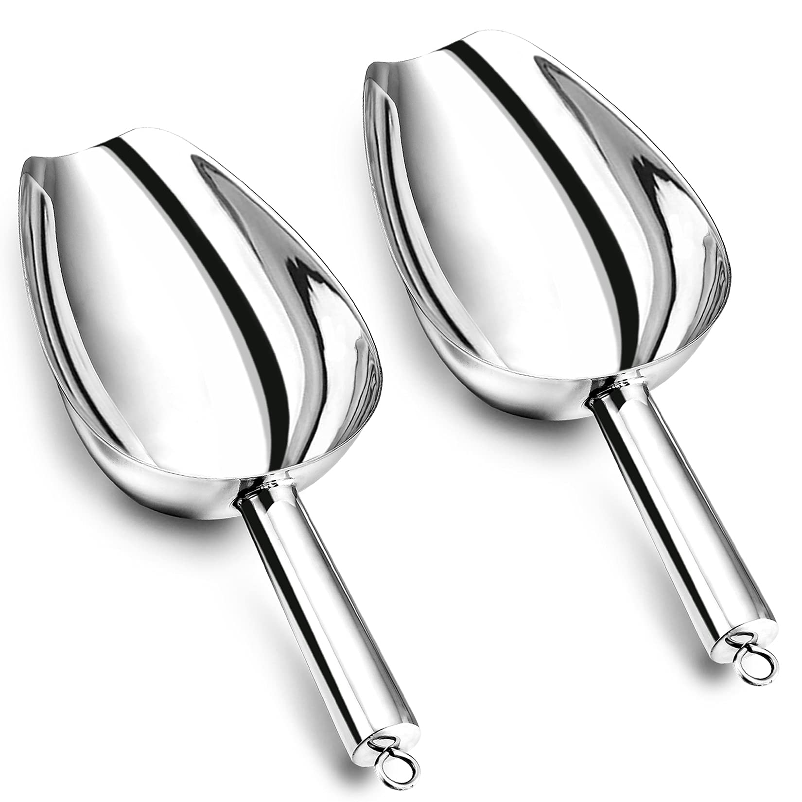 24 Oz Large Ice Scoop Set Of 2, P&P Chef Stainless Steel Candy Flour Utility Scoop For Home Bar Party Garden Bath, Heavy Duty &