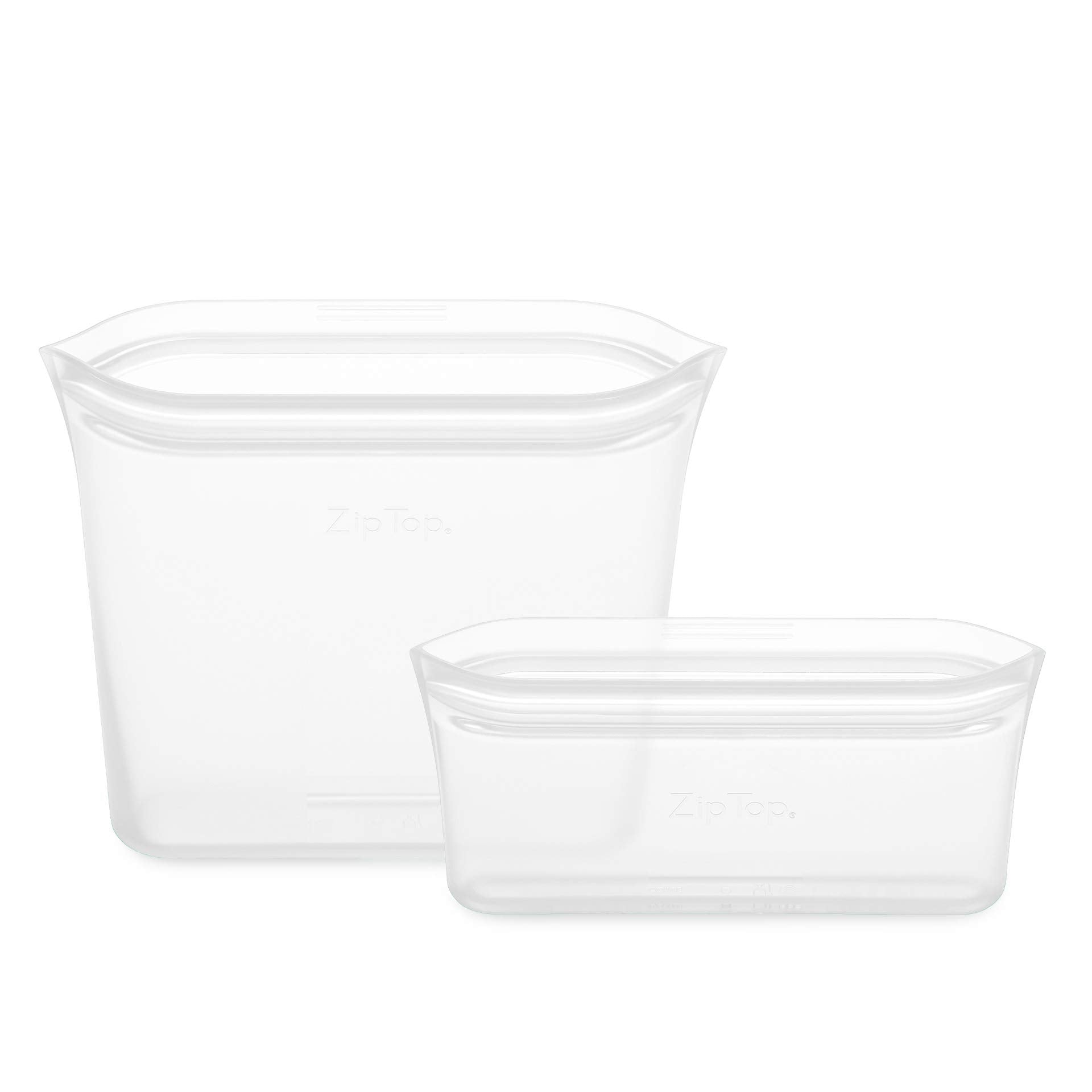 Zip Top Reusable Food Storage Bags | 2 Bag Set [Frost] | Silicone Meal Prep Container | Microwave, Dishwasher And Freezer Safe |