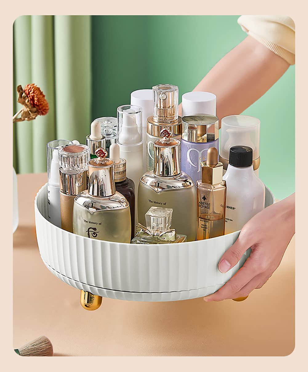 Makeup Organizer, 360 Degree Rotating Lazy Susan Perfume Lotion Cosmetic Skincare Organizer Storage Display Tray For Vanity Dres