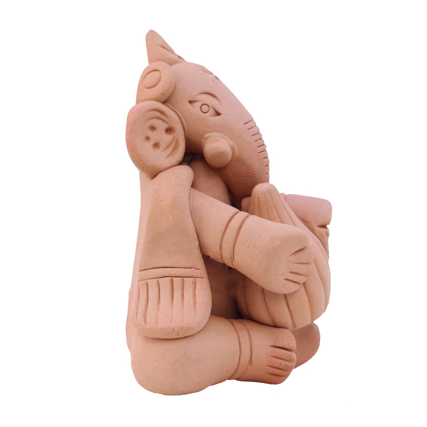 A Karveer Crafts Terracotta Clay Ganesh Idol Handmade For Home Decorative Showpiece/Gift/Office Table Wear