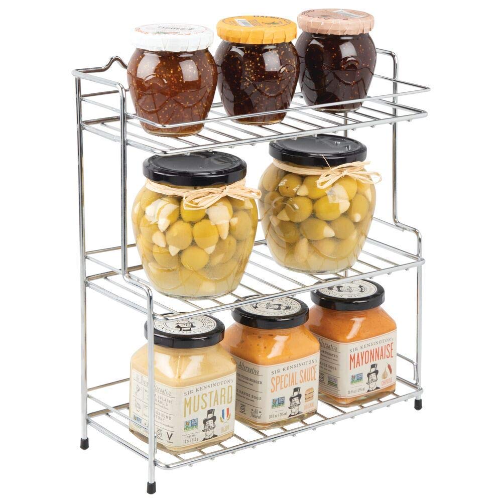 Indian Decor. 31453 Modern Metal 3Tier Kitchen Countertop And Pantry Cabinet Storage Shelf Organizer Stand For Storing Mugs, Sp