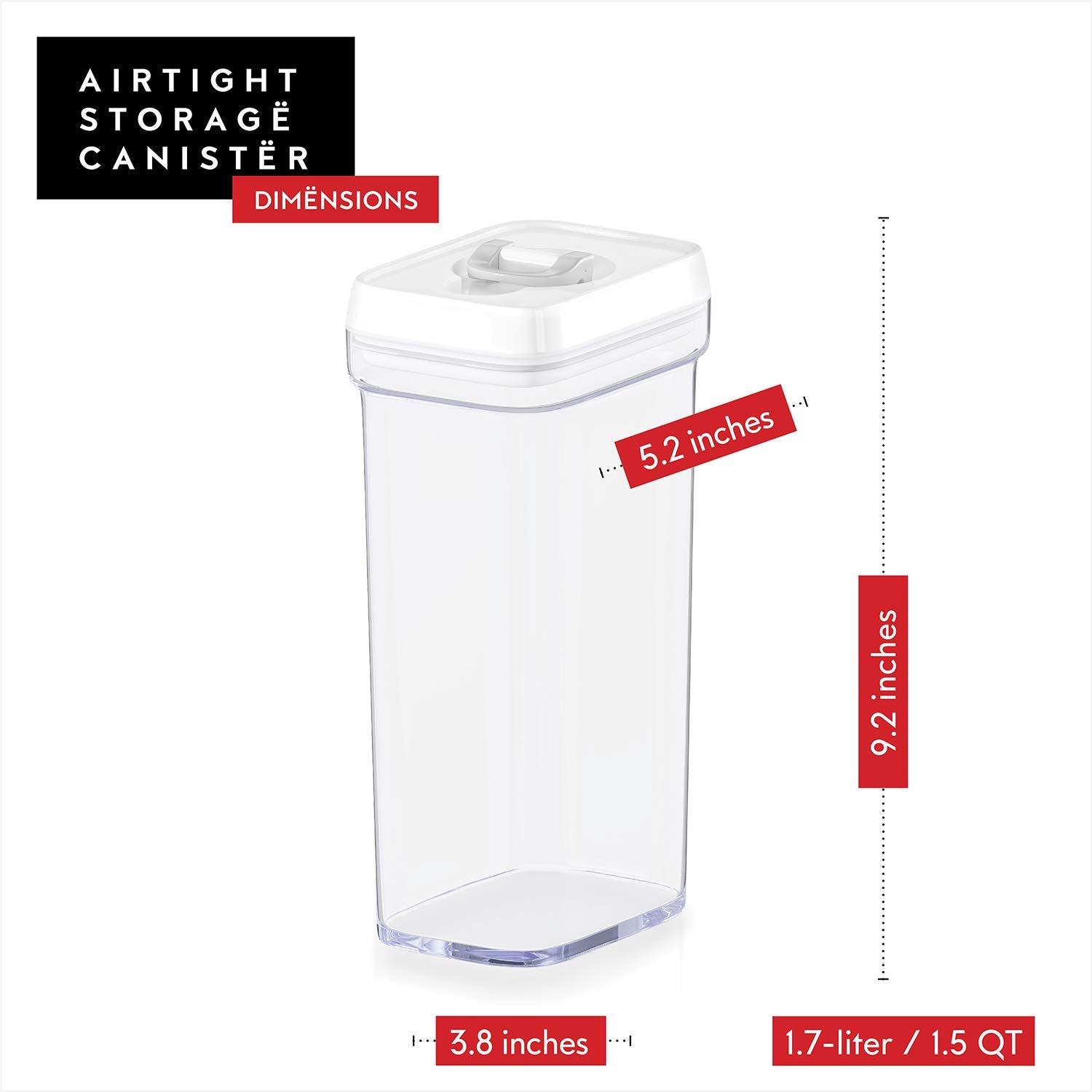 Dwllza Kitchen Airtight Food Storage Containers - 4 Piece Set Air Tight Pantry Storage Containers Clear Kitchen Organization And
