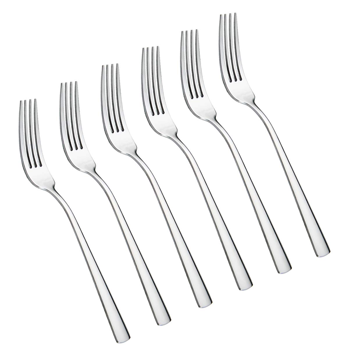 Faderic Dinner Forks Set, Table Forks, Flatware Forks Stainless Steel Mirror Polishing, 8-Inch (Silver, 6Pcs-Square Handle)