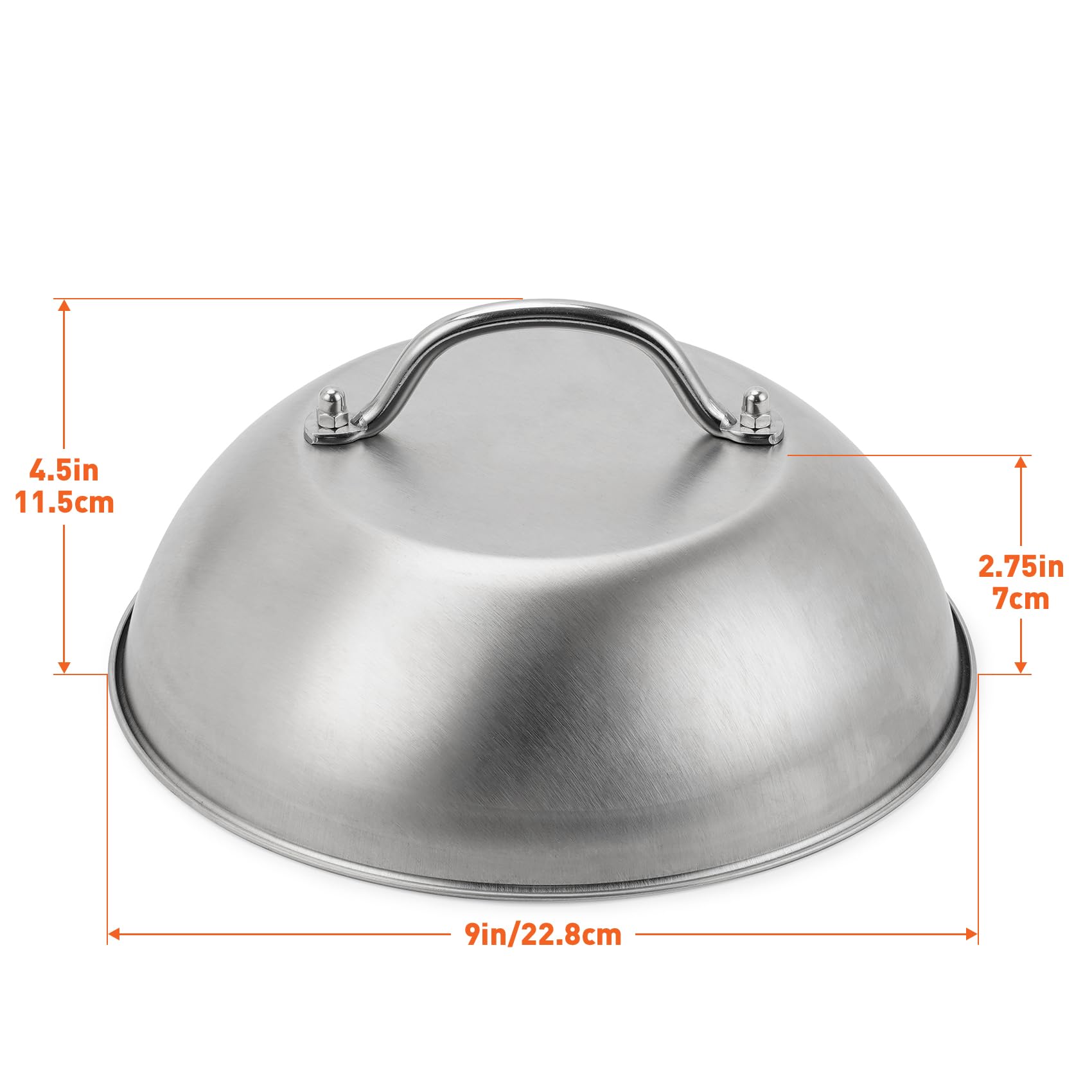 Griddle Accessories - Heavy Duty 9'' Wide Smashed Burger Melting Cheese Dome - Commercial Grade Stainless Steel Basting And Stea