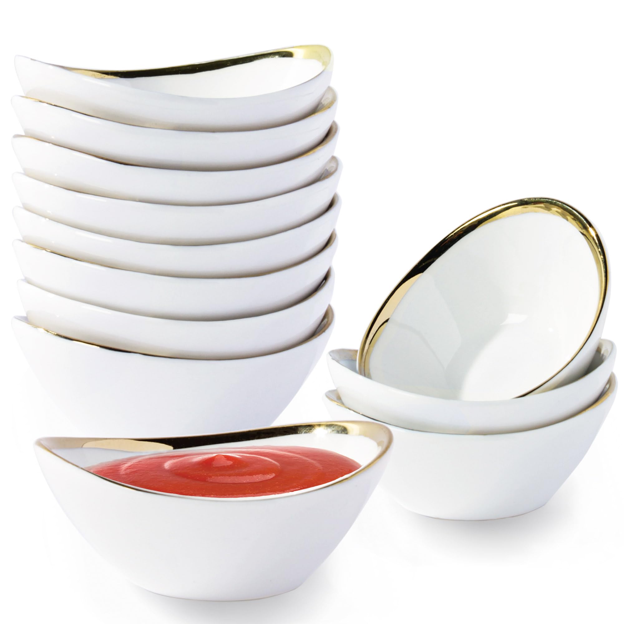 UIBFCWN 12 Pack Ceramic Dipping Bowls, 1.7oz White Soy Sauce Dish Small Dip Bowl Set, Porcelain Side Dish for Charcuterie Board,