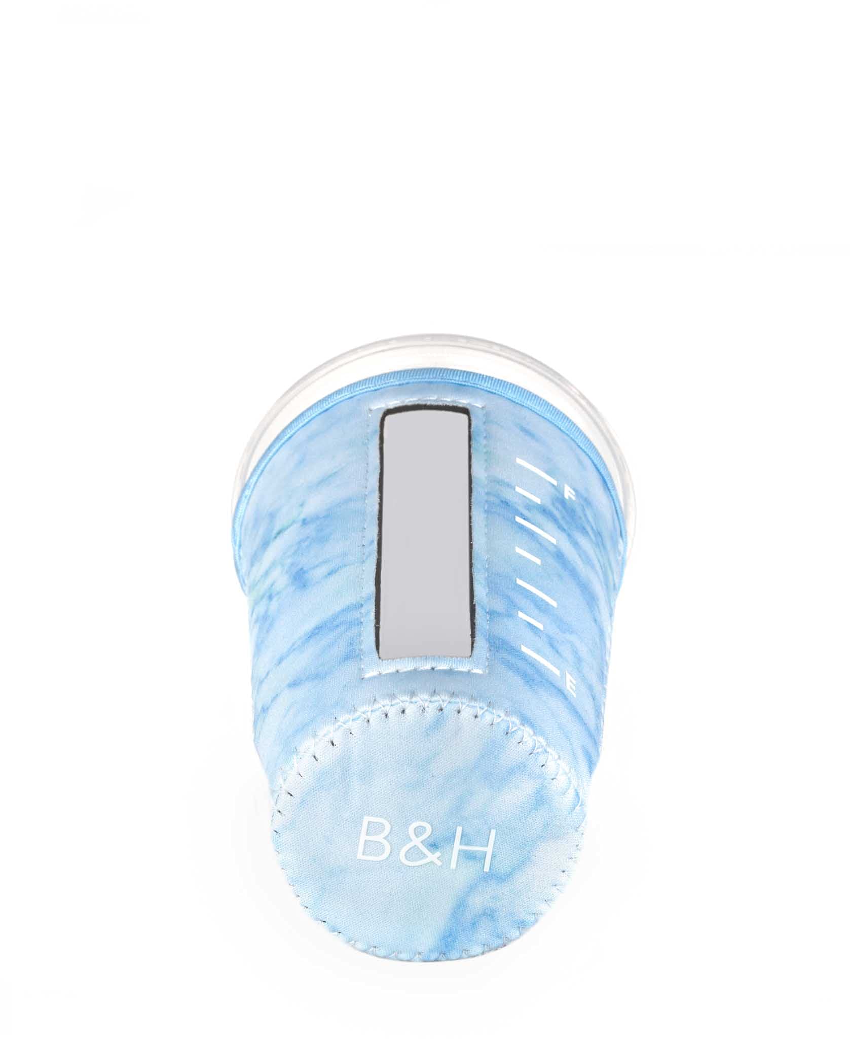 Reusable Insulator Neoprene Cup Sleeve For Iced Beverages And Coffee (Light Blue Marble, Large)