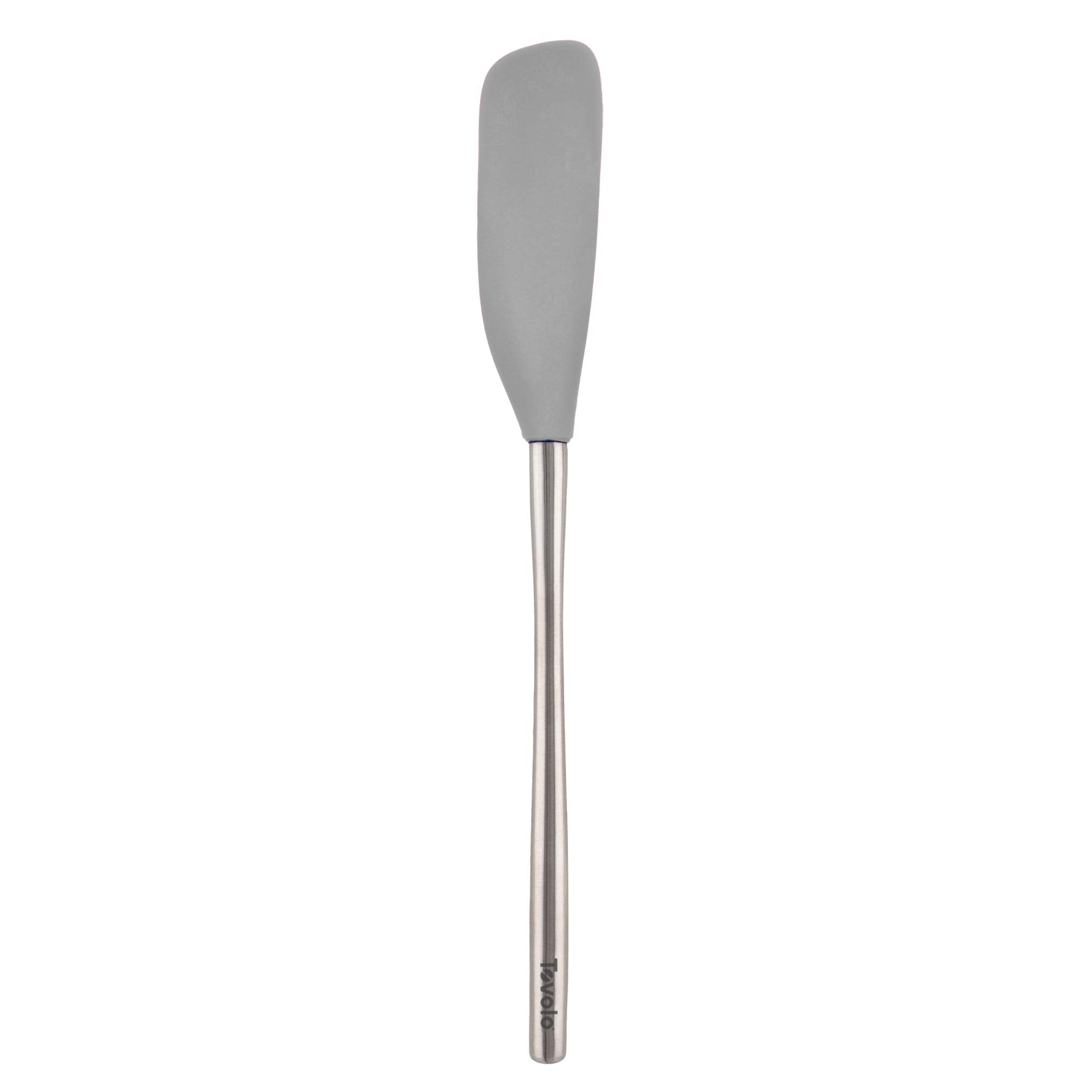 Tovolo Jar Spatula Silicone Long Stainless Steel Handle Scraper Spatula Oyster Gray, Jar Scraper Heat Resistant Dishwasher Safe 