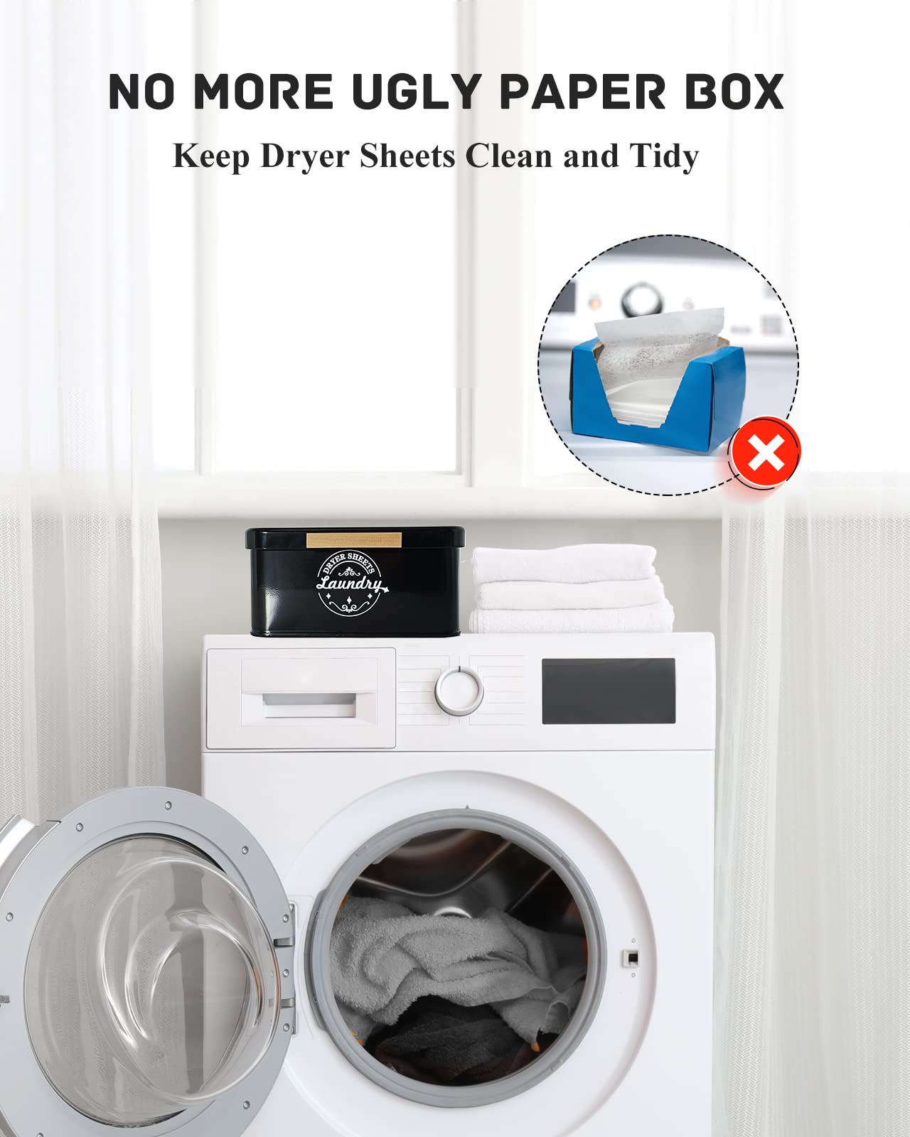 Sacreday Dryer Sheet Holder Container For Laundry Room Organization, Farmhouse Laundry Organization And Storage, Metal Dryer She