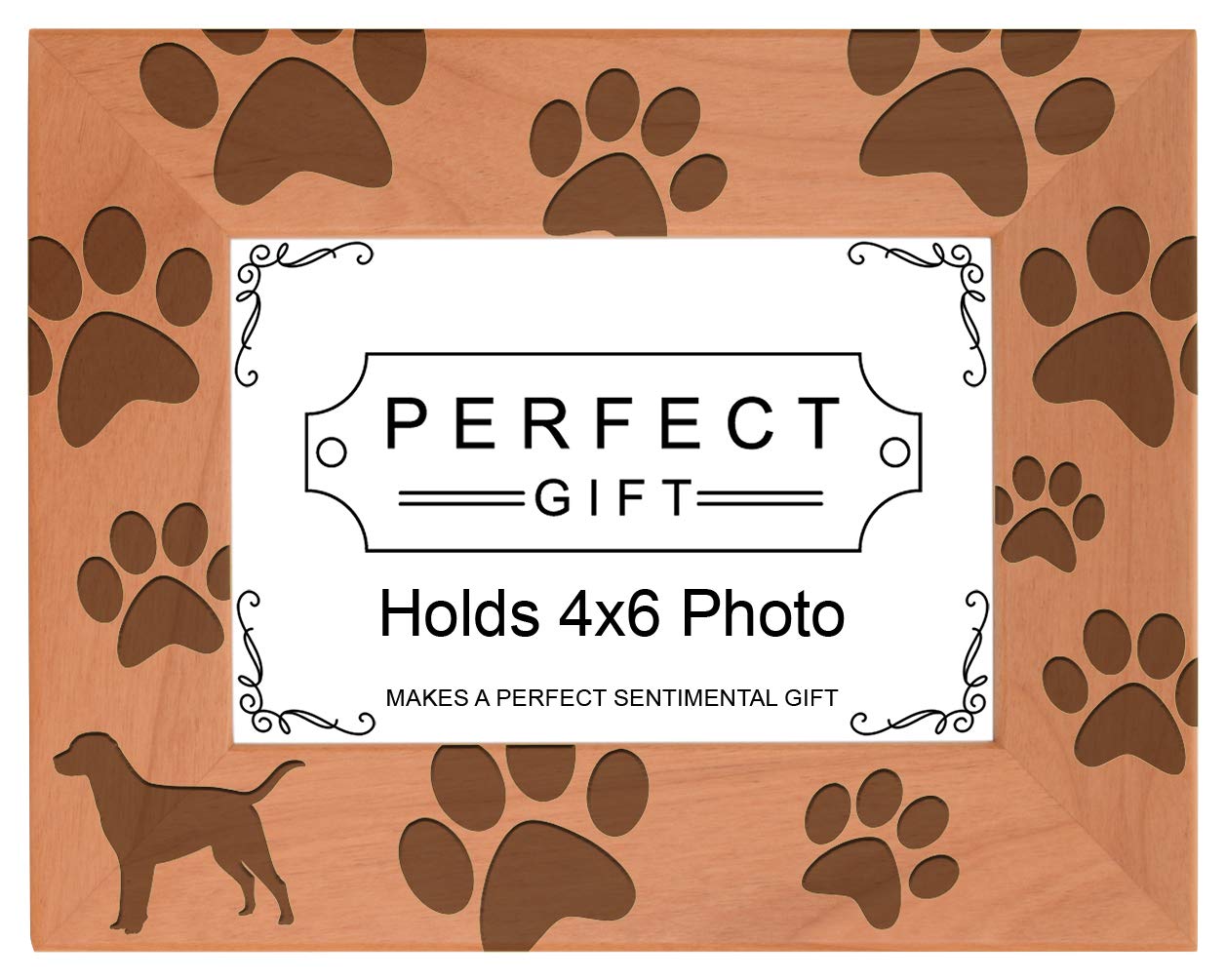 Gifts For All By Rachel Olevia Dog Lover Gift Labrador Retriever Paw Prints Natural Wood Engraved 4x6 Landscape Picture Frame Wo