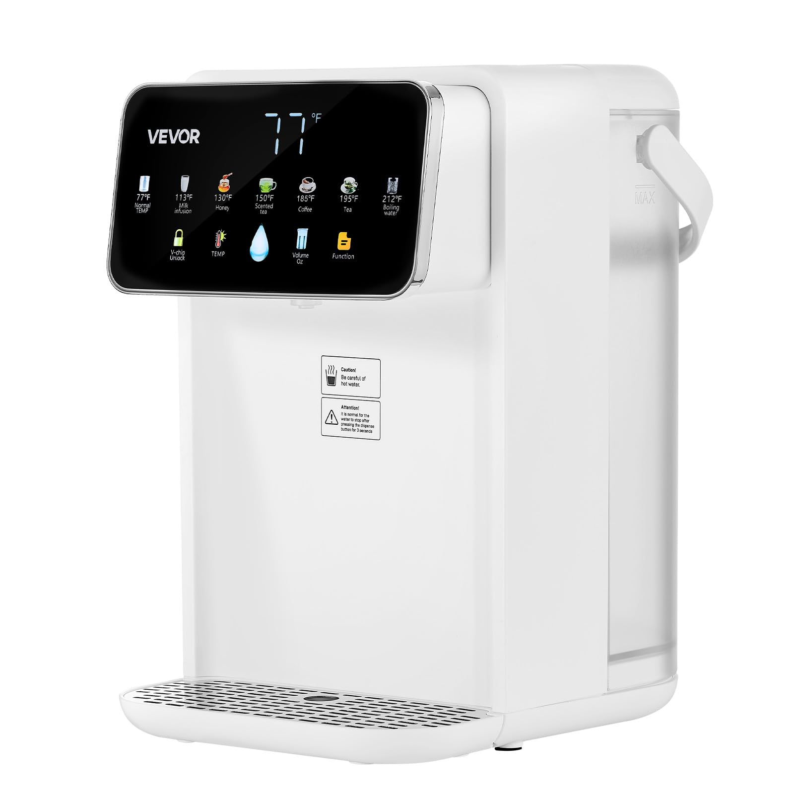 VEVOR Instant Hot Water Dispenser, Countertop Boiling Water Dispenser with Adjustable 7 Temperatures & 7 Water Volumes, 118oz Re