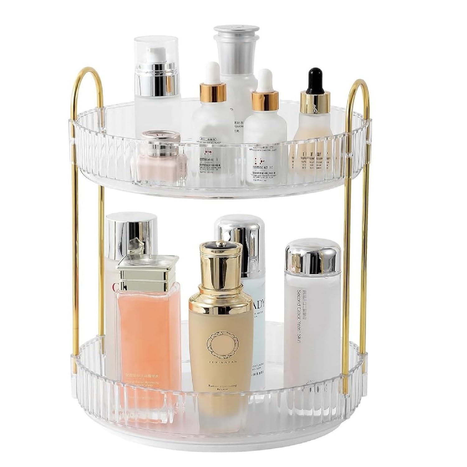 Zollyss 360 Rotating Makeup Organisers | 2 Tier Transparent Cosmetics Organizer | Large Capacity Rotatable Organizer Stand | Van