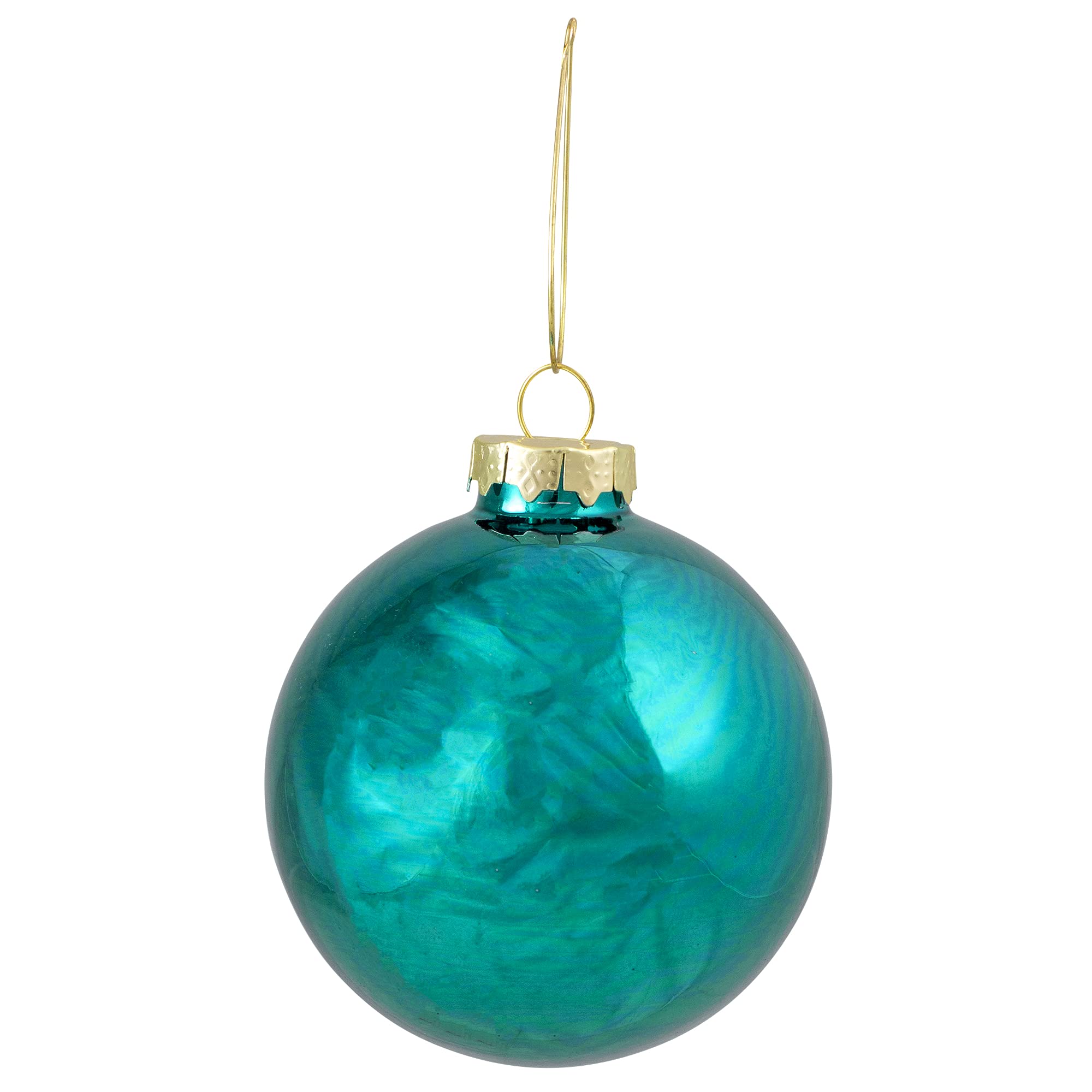 NORTHLIGHT 6ct Shiny and Matte Turquoise Green Glass Ball Christmas Ornaments 3.25 (80mm)