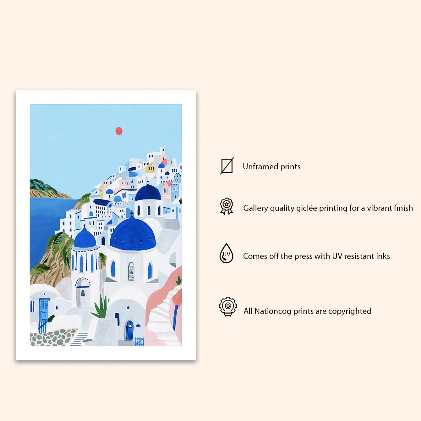 Santorini, Greece Art Print, Santorini Wall Art, Travel Print, Travel Poster, Europe Print, Wall Decor, Housewarming Gift (Unfra