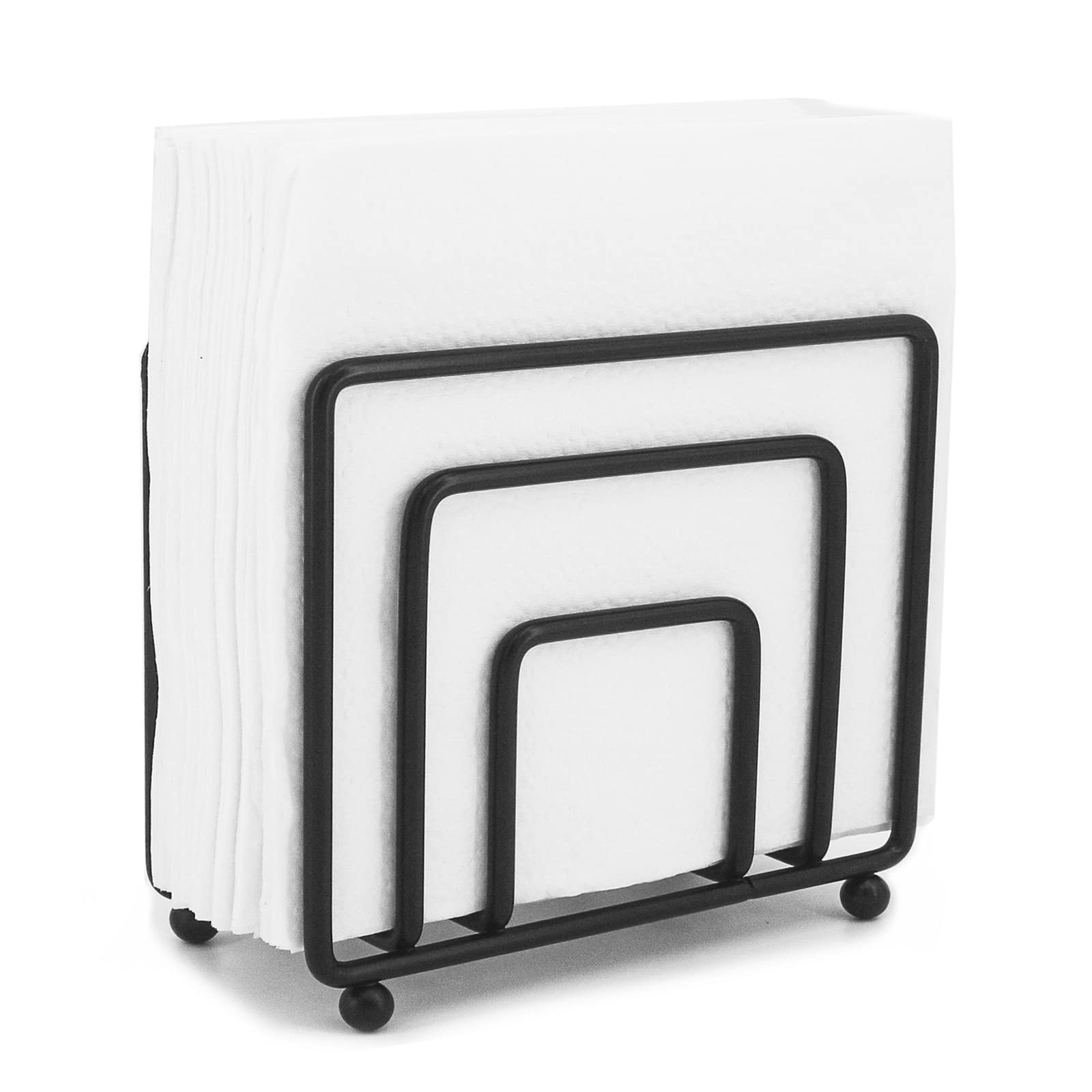 Napkin Holder Freestanding Metal Tabletop Tissue Dispenser For Tables, Dining, Kitchen, Restaurant, Picnic (Black)