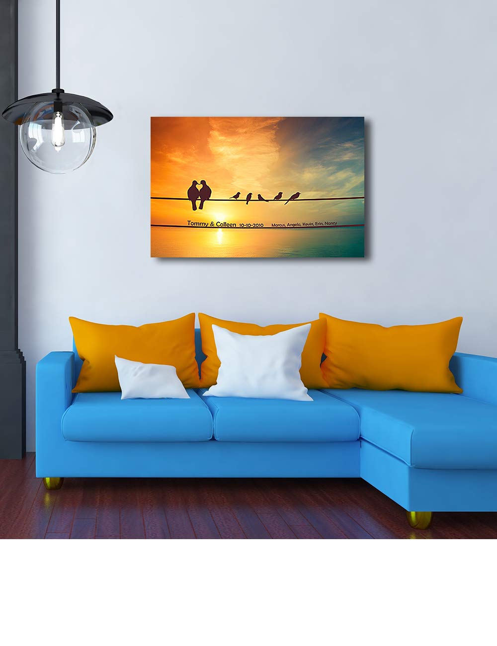 Ipic - We Are Family Personalized Artwork With Names, Customized Gift For Anniversary, Giclee Canvas Wall Art.. 30X20