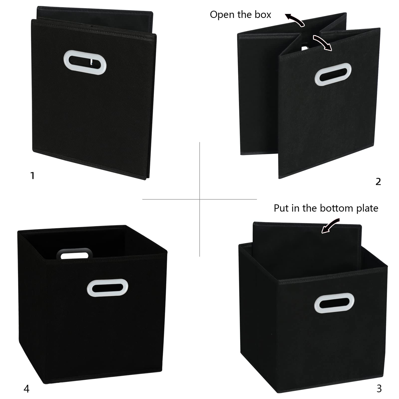 Sevendome Fabric Cloth Storage Bins,Cube Organizer With Dual Handles Foldable Baskets For Home Bedroom,Set Of 3, Black