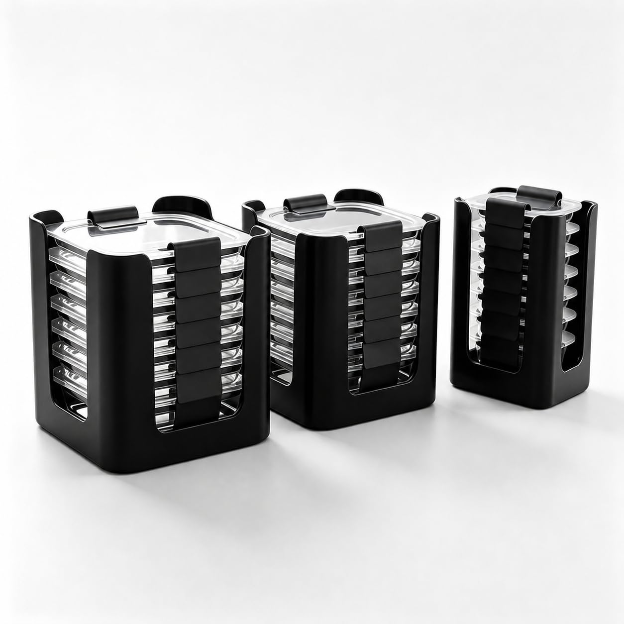 PEOKPIPLE Stackable Container Lid Holder for Rubbermaid Brilliance SnapOn Lids, 3 Pack Space Saving Kitchen Organizer Fits 0.5 