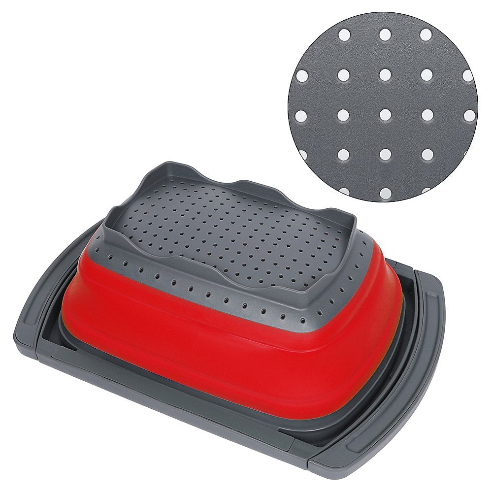 Qimh Colander Collapsible, Over The Sink Veggies/Fruit 6-Quart Strainers And Colanders With Extendable Handles, Folding Strainer